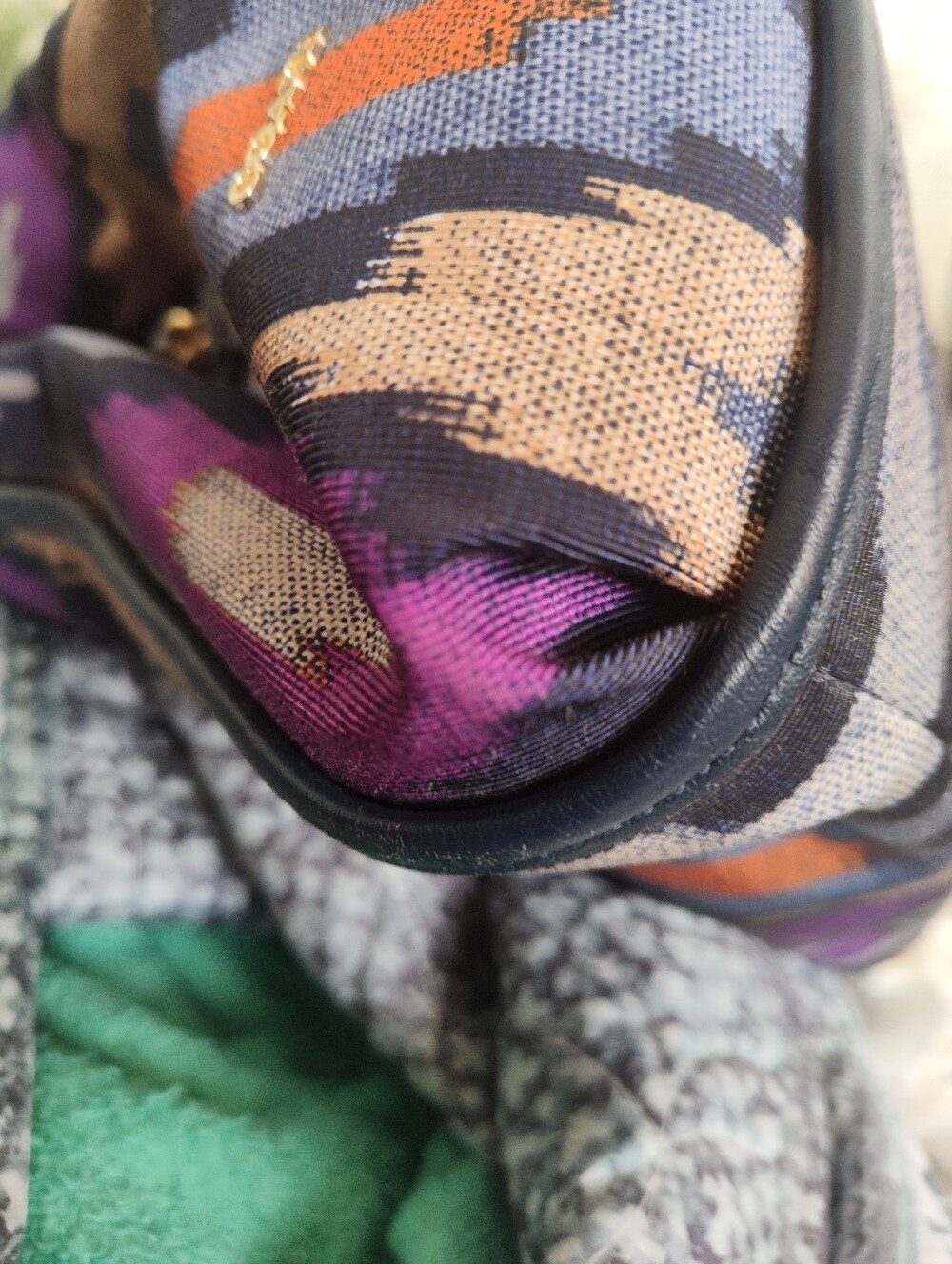 Coach Madison Ikat Print Canvas Hobo Bag with Wristlet - Purple/Black - Picture 2 of 12